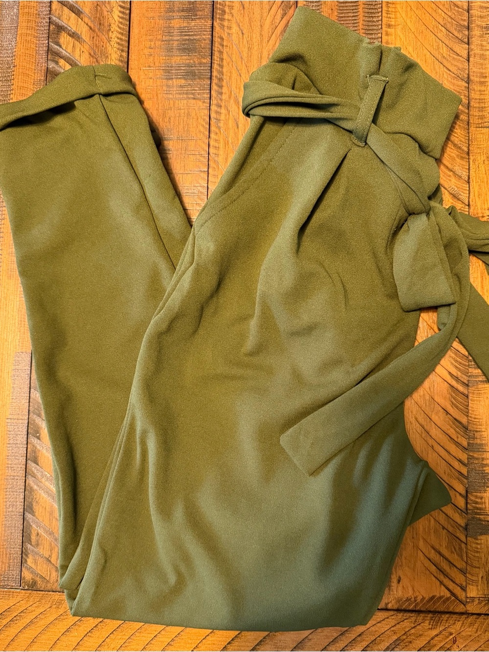iris Olive Green Ruffle-Top Pants - Picture 3 of 3